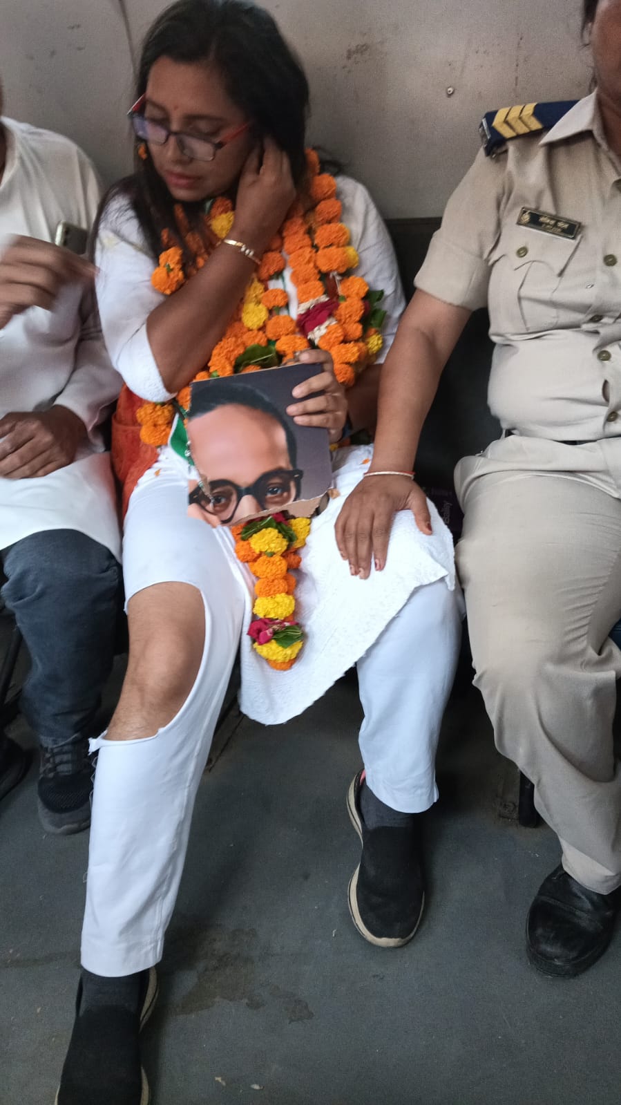 Woman deputy collector Nisha Bangre arrested after her foot march over demand to accept her resignation ksm