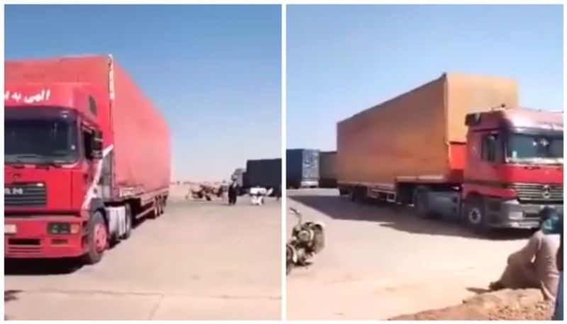 huge trucks that shake like cardboard boxes terrible view of the Afghan earthquake  bkg