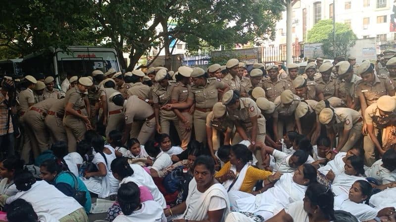 nearly 1000 tms nurses arrested who  are protested besieged the director office in chennai vel