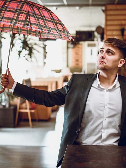 Opening an umbrella indoors