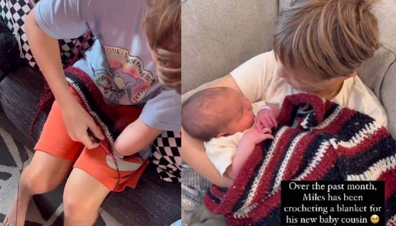 this kid knits a blanket for his newborn sister with one hand rlp