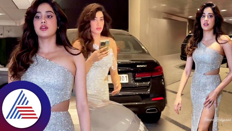 Actress Janhvi Kapoor put her hands inside the dress and fixed it suc