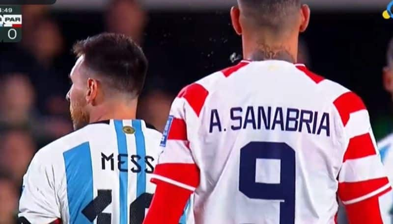 Lionel Messi reacts to spitting Controversy by Paraguay Player in WC qualifier gkc