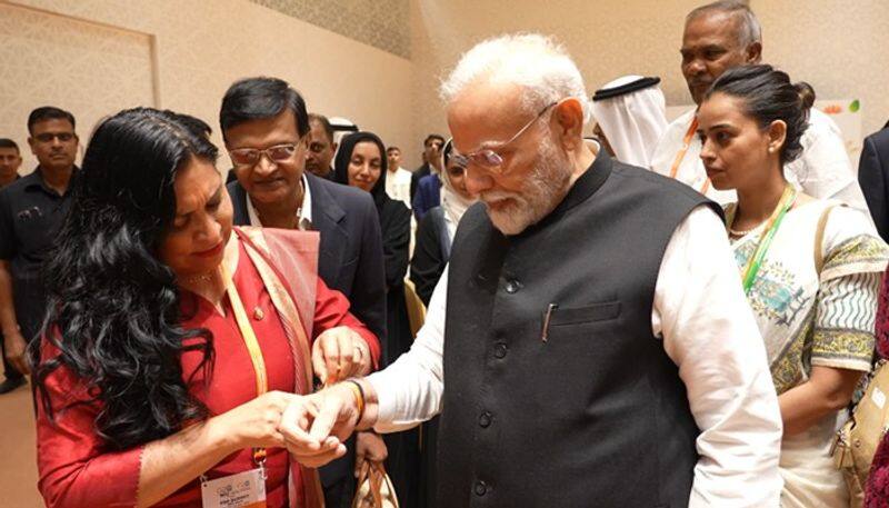 Symbol of friendship: Ana Lilia Rivera ties Rakhi on PM Modi's hand at P20 Summit WATCH AJR