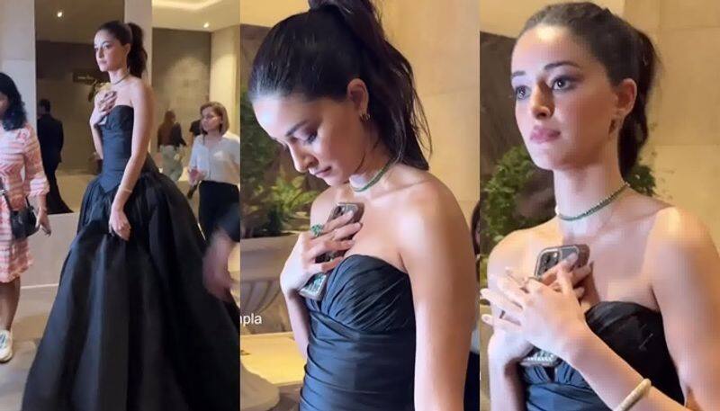 Ananya Pandey gets uncomfortable after a male fan touches her Hiding cleavage with her phone san