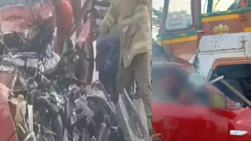 Tiruvannamalai Car - lorry collided...8 people died tvk