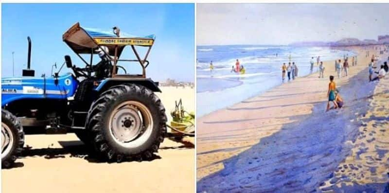 A man who was sleeping on the Chennai Marina beach was killed on the spot when a tractor hit him KAK