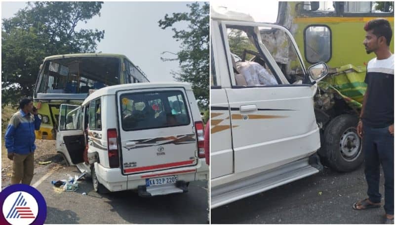 Gadag Breaking KSRTC bus Tata Sumo collides five died