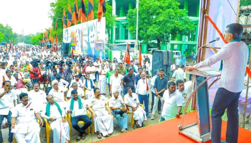 Cauvery Water issue and MGNREGS issue marumalarchi DMK party protest in trichy ans