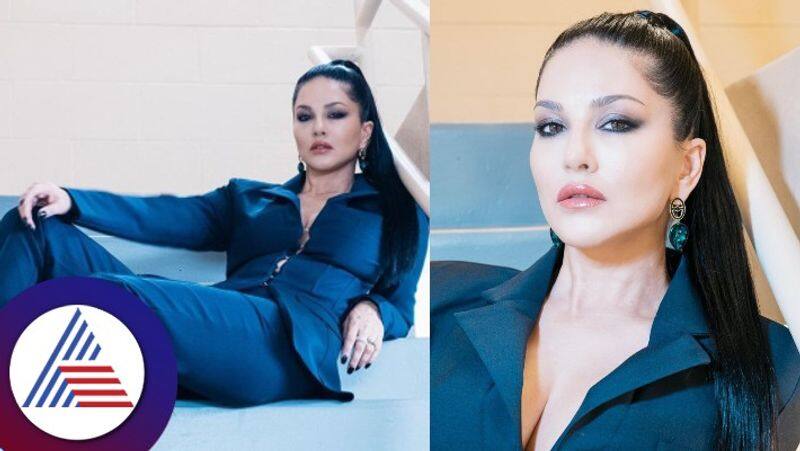 Actress Sunny Leone radiates boss babe vibes in stunning navy blue pantsuit gvd