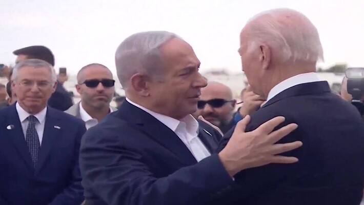 US President Joe Biden lands in Tel Aviv amid escalating tensions following Gaza hospital attack WATCH  AJR