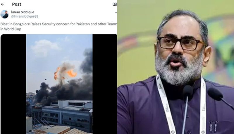 Fire at Mudpipe cafe in Bengaluru pakistan Journalist Raises Security concern for Team Rajeev Chandrasekhar Reply san