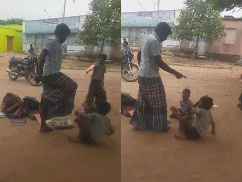 The father of a fellow student brutally kicks a school student with his foot in Trichy.. Shocking video goes viral.. Rya