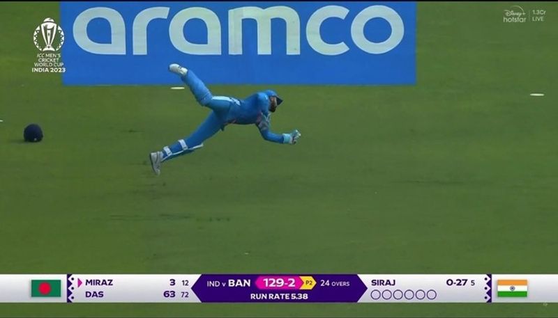 ODI World Cup 2023: KL Rahul takes a stunning catch to oust Mehidy Hasan Miraz avv