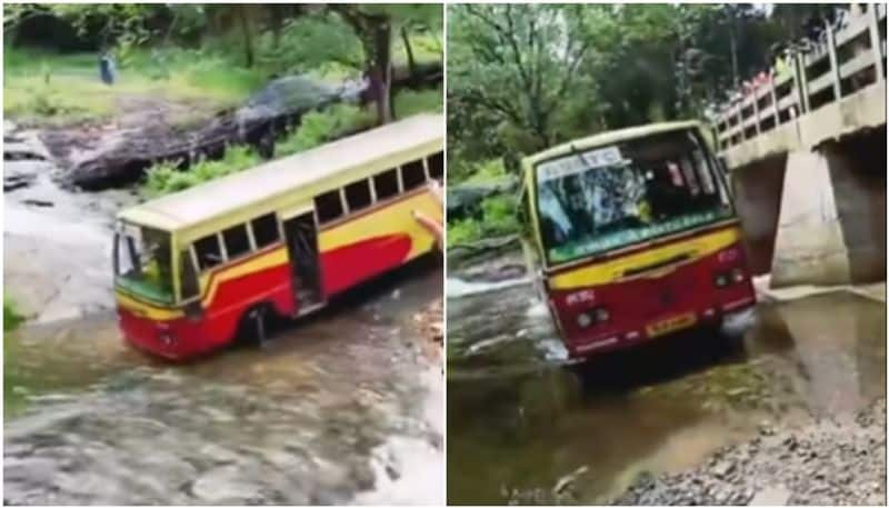 ksrtc bus crossing river the video going viral hyp