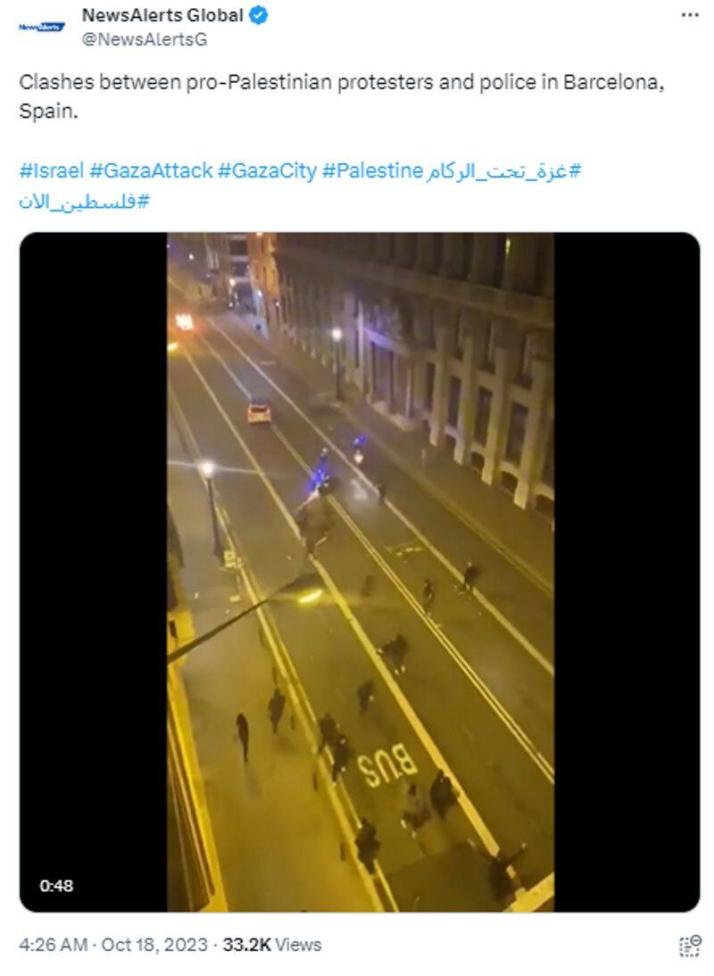 Viral video of Police and pro Palestinian protesters clash Barcelona is old jje