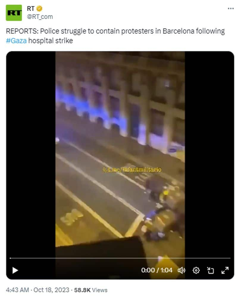 Viral video of Police and pro Palestinian protesters clash Barcelona is old jje