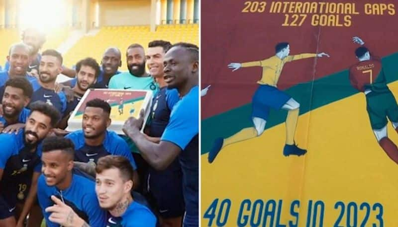 football Cristiano Ronaldo's 40th goal in 2023 celebrated with heartwarming cake surprise osf