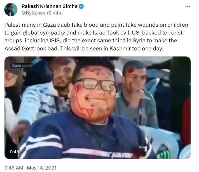 Palestinians in Gaza daub fake blood and fake wounds here is the truth of video jje 