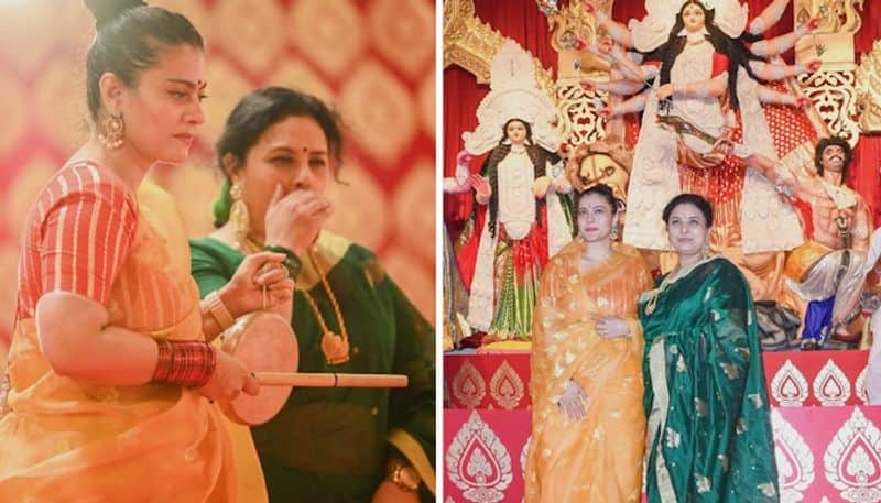 Durga Puja 2023: Kajol radiates in yellow sari as she attends pandal in Juhu ATG