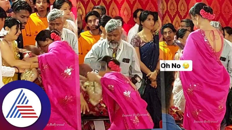 Kajol falls at Durga puja pandal; son Yug comes to her rescue suc