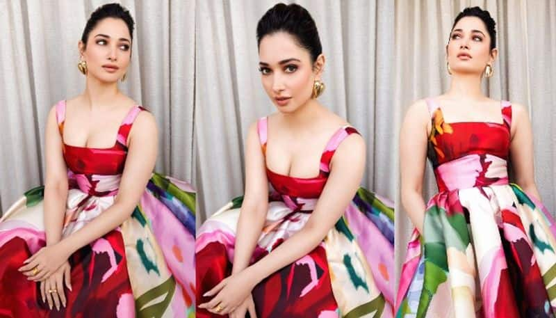 Tamannaah Bhatia Stunning  look in colourful gown NSK