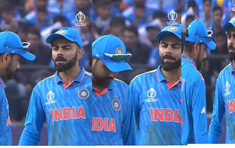 ICC World cup 2023 IND vs NZ Virat Kohli Rohit sharma Animated talks viral on social Media ckm