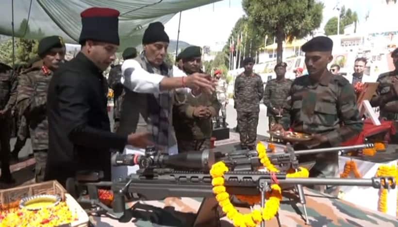 Defence Minister Rajnath Singh reaches Tawang, performs Shastra Puja (WATCH)