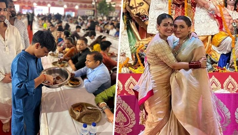 Kajol gives cute pose with cousin Rani Mukerji; drops snap of son Yug and nephew Aaman serving Bhog vma