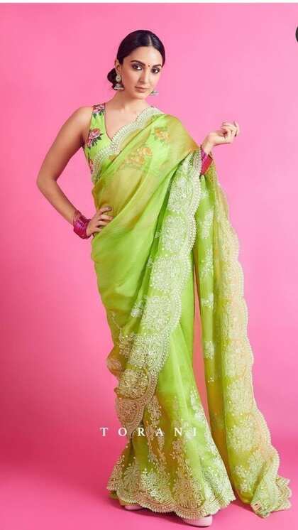 Green Organza Saree