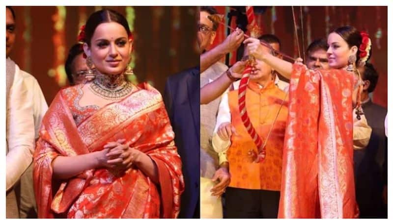 Kangana Ranaut Fails To Shoot the Arrow at Ravan Effigy at Lav Kush Ramleela Trolled vvk