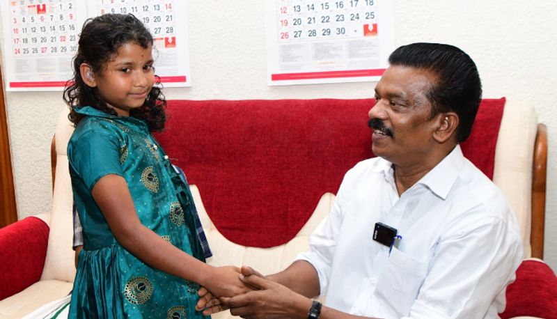 edamalakkudy student abhirami meets minister k radhakrishnan joy