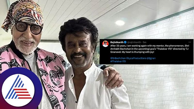 Rajinikanth drops epic pic with Big B: Working with my mentor after 33 years suc