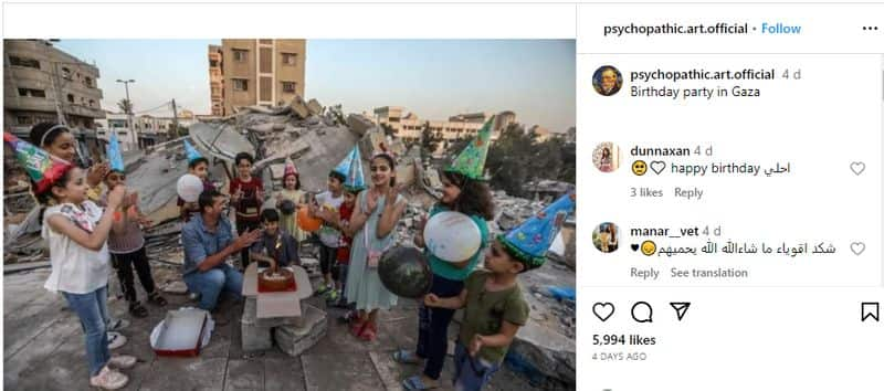 photo of boy celebrating birthday in Gaza near his destroyed house is old jje 