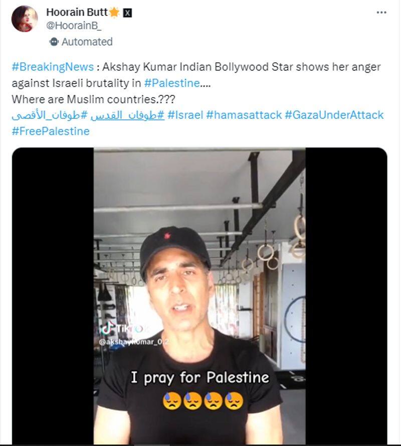 did Akshay Kumar supports Palestine through a video here is the truth jje 