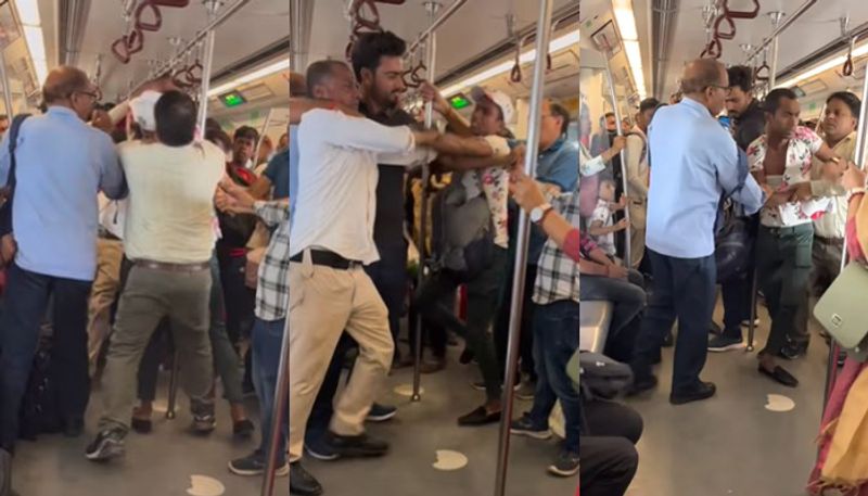 youth slaps and punches an old man in a crowded Delhi Metro video that goes viral on social media vkv