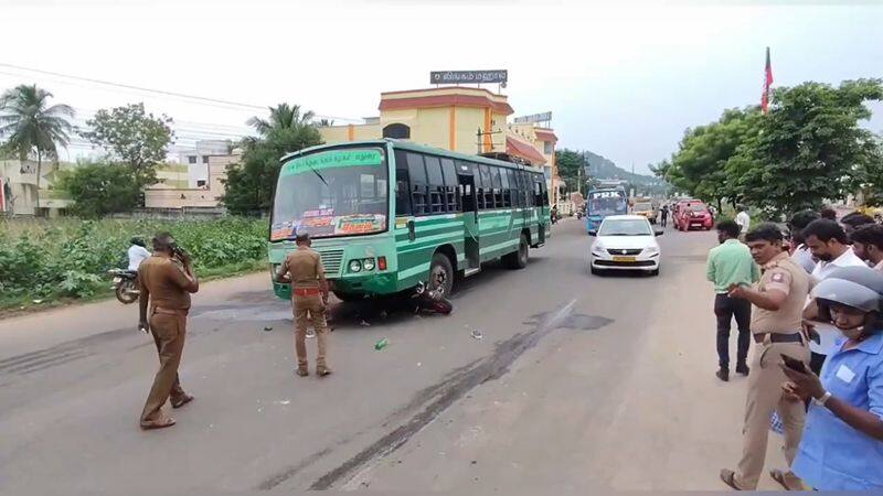 government bus and bike accident video goes viral in madurai vel