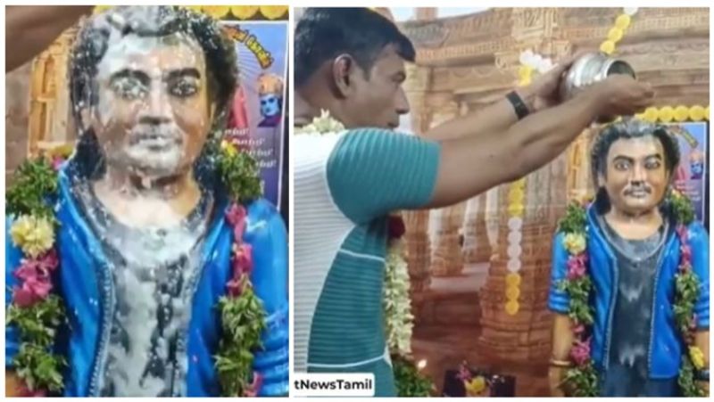 A fan built a temple for Rajinikanth worship 250 kg statue mma