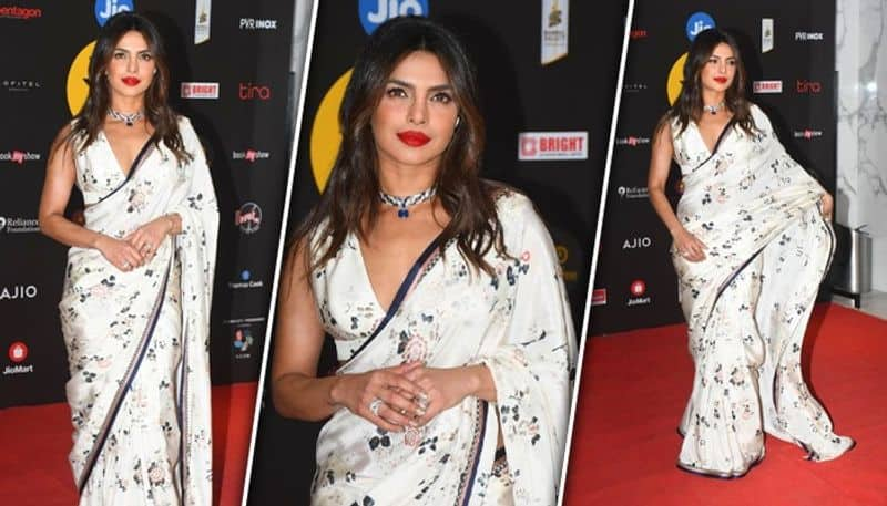 Photos Priyanka Chopra looks stunning in white floral saree at MAMI Film Festival RBA