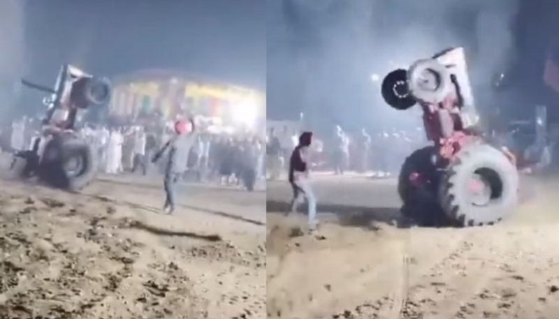 Tragedy in tractor acrobatics competitions.. Stunt man dies due to falling under the engine.. Video viral..ISR