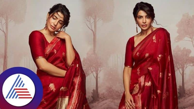 Actress Samantha Prabhu red saree from Saaki world goes viral vcs