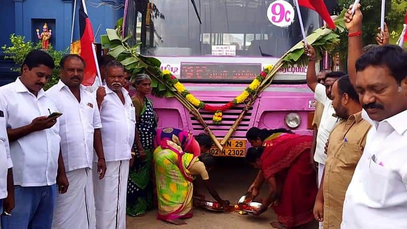 village people celebrate new bus service in dharmapuri district vel