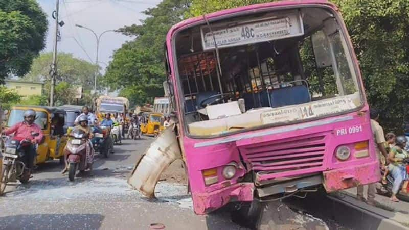 Brake failure.. Chennai Government bus accident tvk