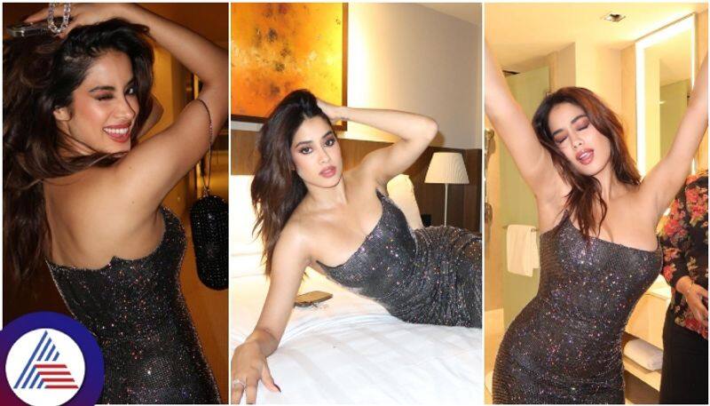 Janhvi kapoor Shining on Strapless black dress but fans said she have Plastic Surgery Face sat