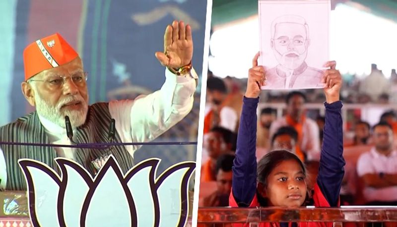 PM Modi acknowledges beti for bringing his painting in Kanker assures to write letter WATCH gcw