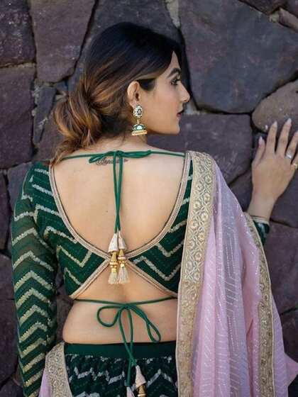 ग्रीन डबल डोरी ब्लाउज