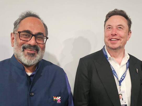 Chandrasekhar is also in my son's name - Elon Musk with Union Minister Rajeev Chandrasekhar..ISR