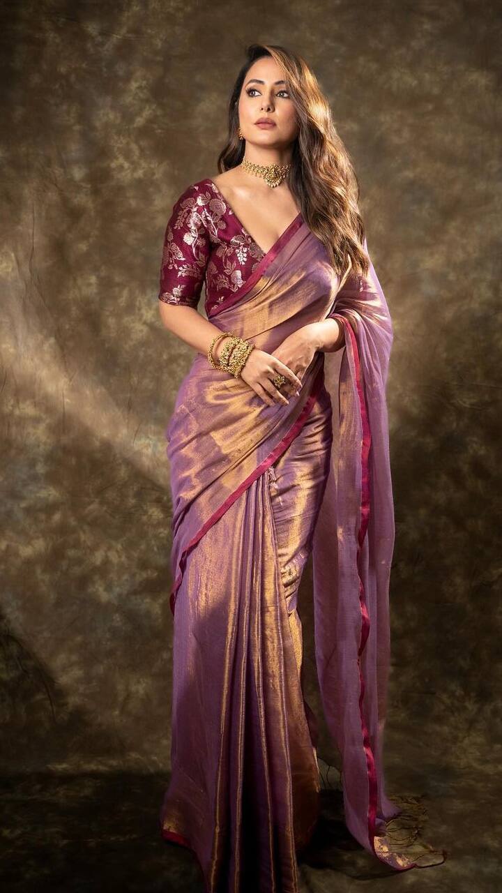 Hina Khan Inspired Saree Looks for Navratri and Diwali 2024 RBA