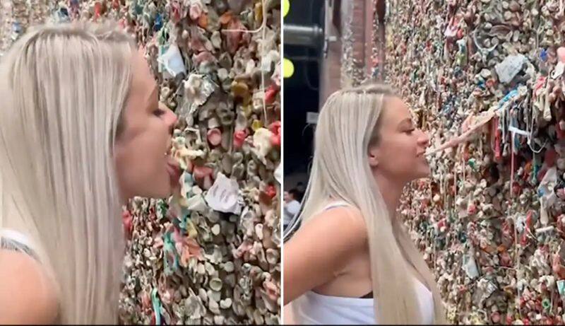 Viral Video: Influencer licks and chews gum from Seattle's famous Gum Wall; internet grossed out (WATCH) snt