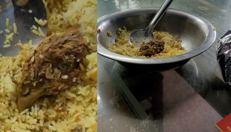 chicken head found in roasted condition in take home biriyani parotta stall hotel shut down by food safety department etj 